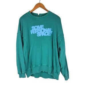 Aerie Oversized Crewneck‎ Graphic Sweatshirt Green Size Extra Small